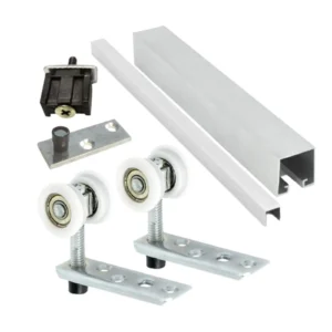 Kit para Porta de Correr de Madeira Até 50Kg 2m Alumínio Polido